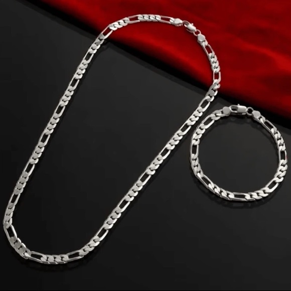 Jewelry - Silver Plated Chain Necklace and Bracelet Set